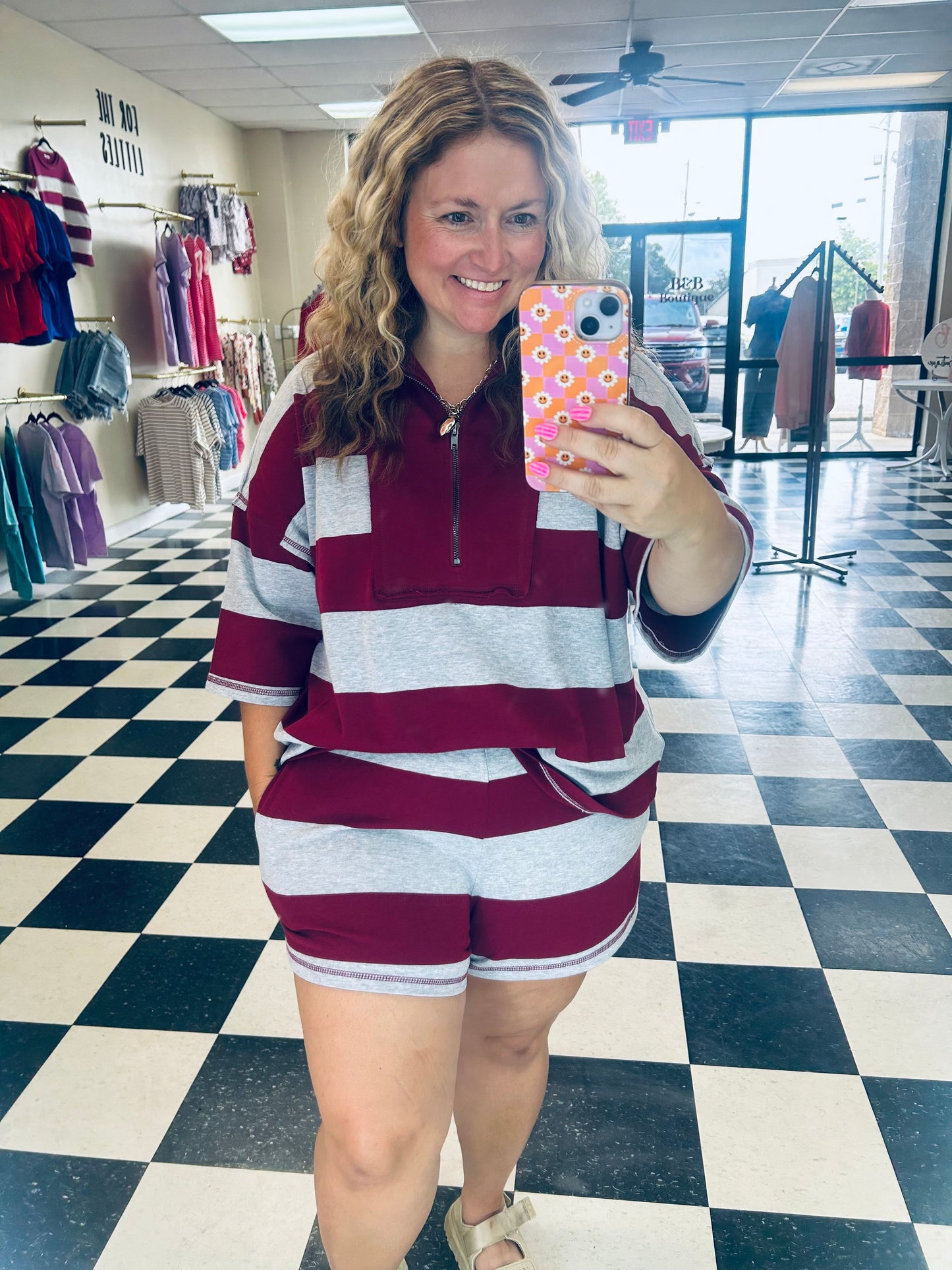 Maroon/Gray Terry Striped Set