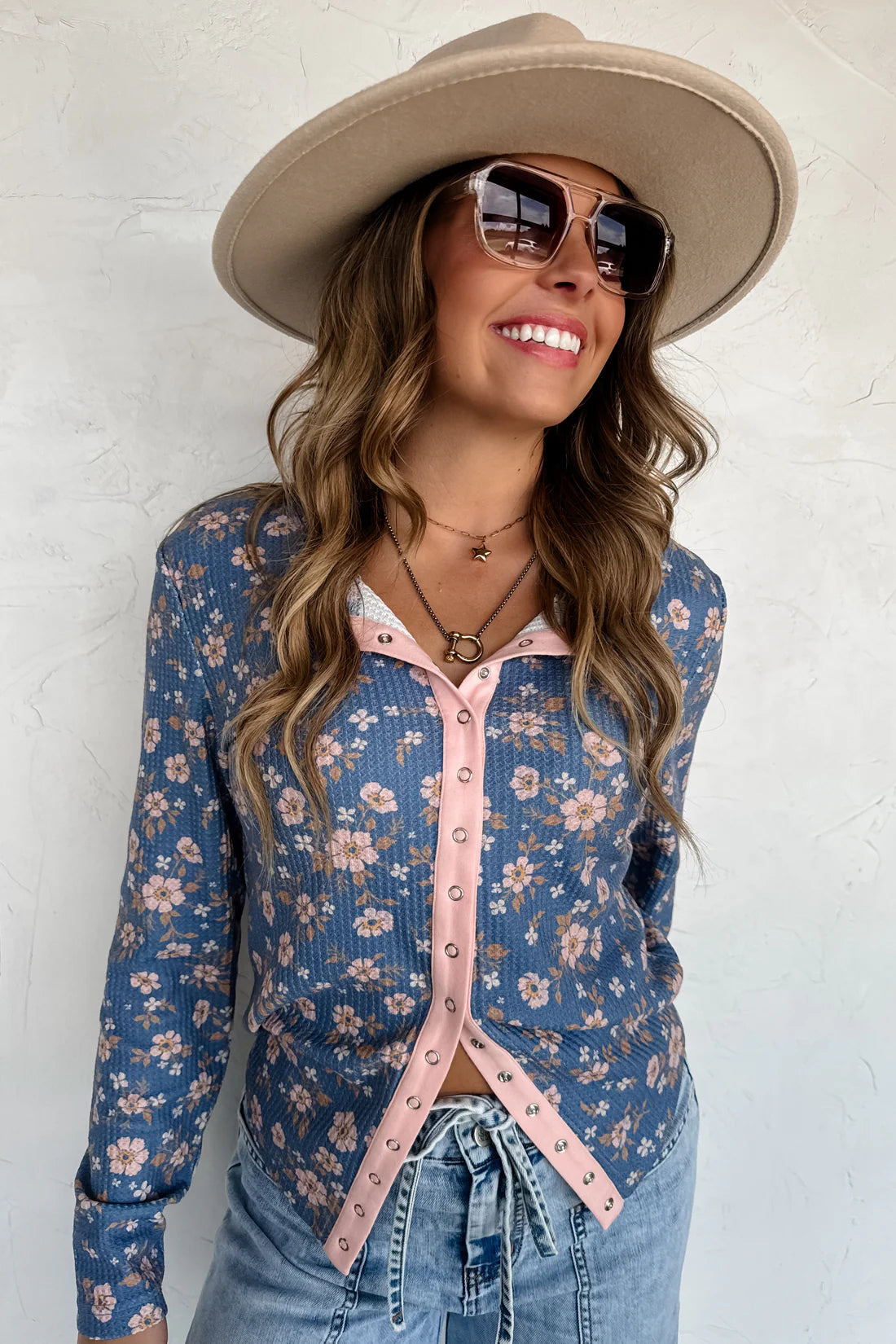 PREORDER - KORI SNAP BUTTON WAFFLE TOP-ETA MID DEC