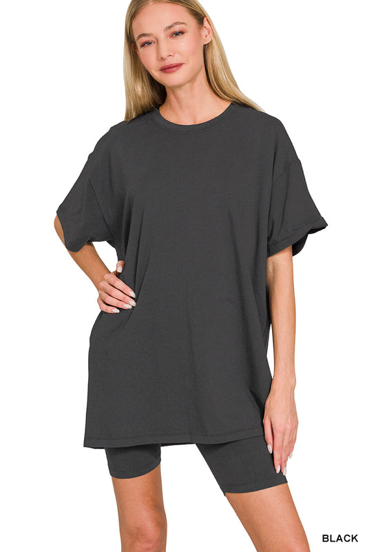 Zenana Oversized Top & Biker Short Set