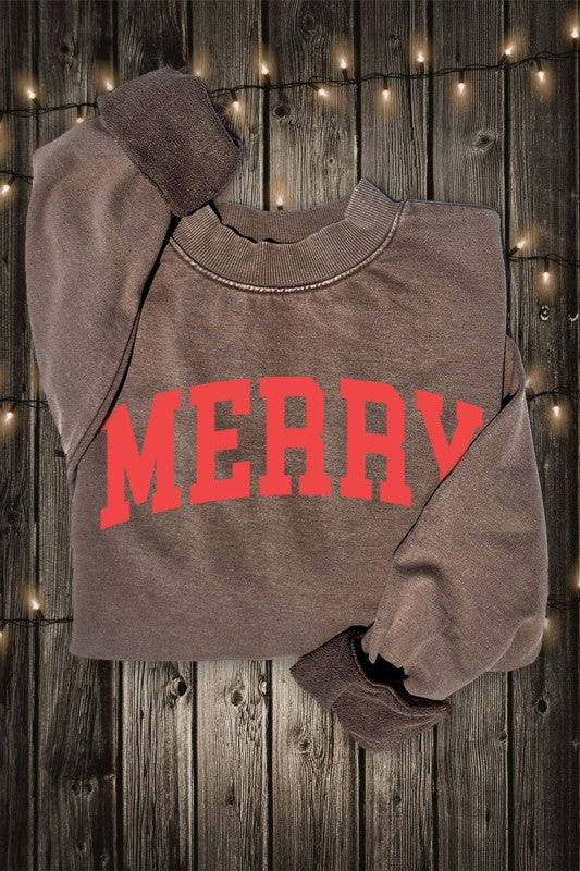 Hrt & Luv Mineral Wash Merry Crewneck