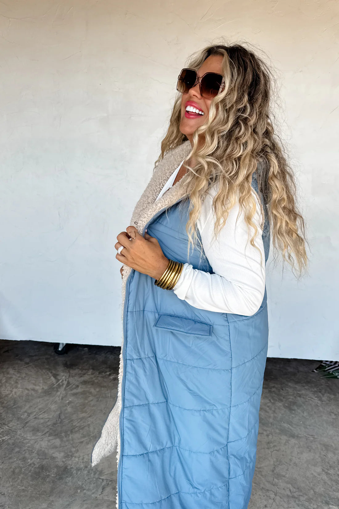 PREORDER- REVERSIBLE SHERPA PUFFER VEST-ETA WEEK OF 12/8