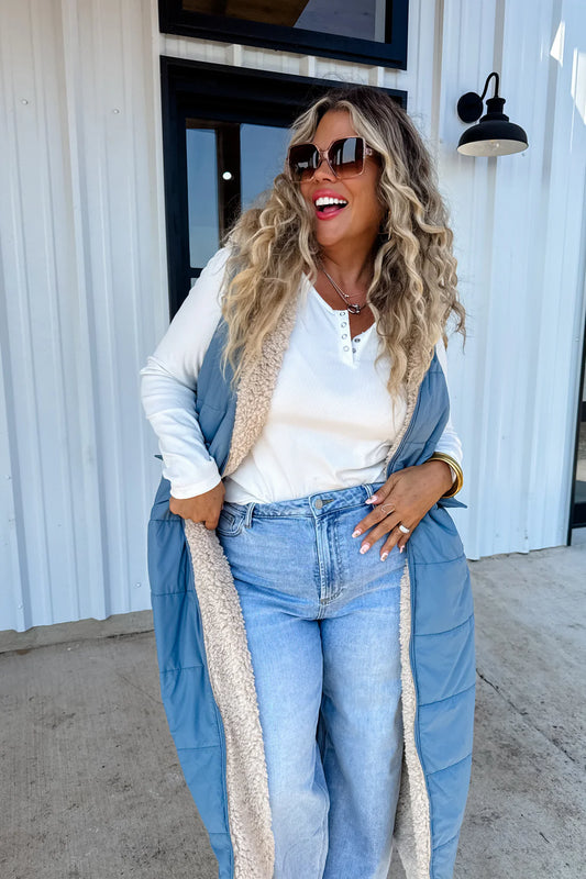 PREORDER- REVERSIBLE SHERPA PUFFER VEST-ETA WEEK OF 12/8