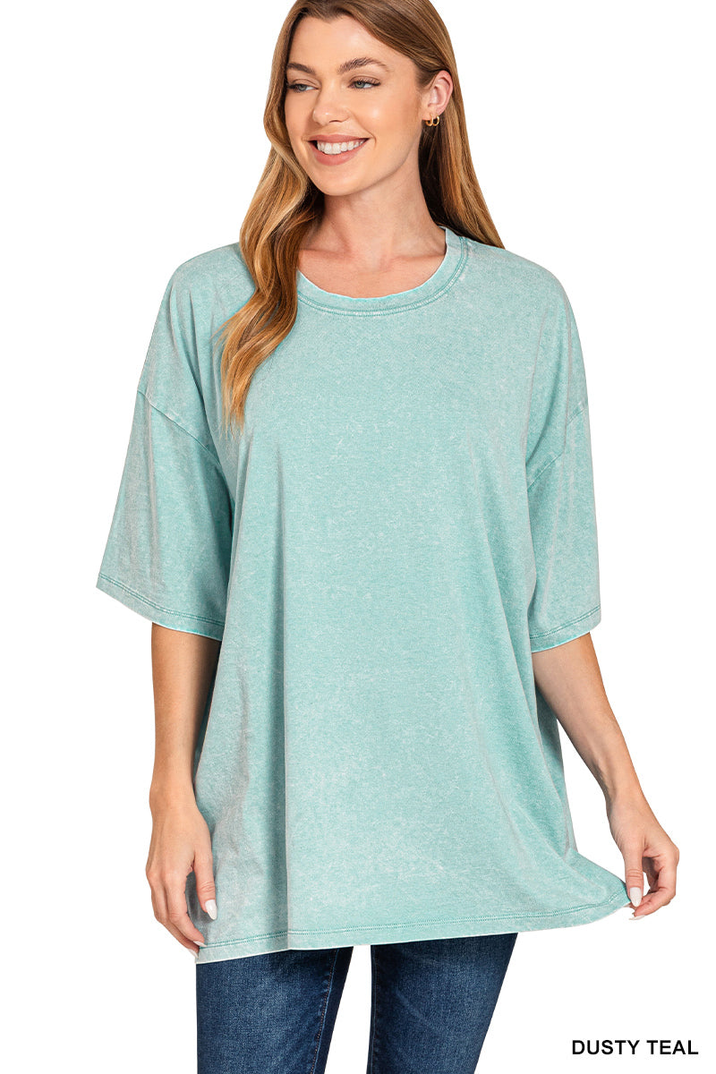 Zenana Oversized Mineral Wash Tee