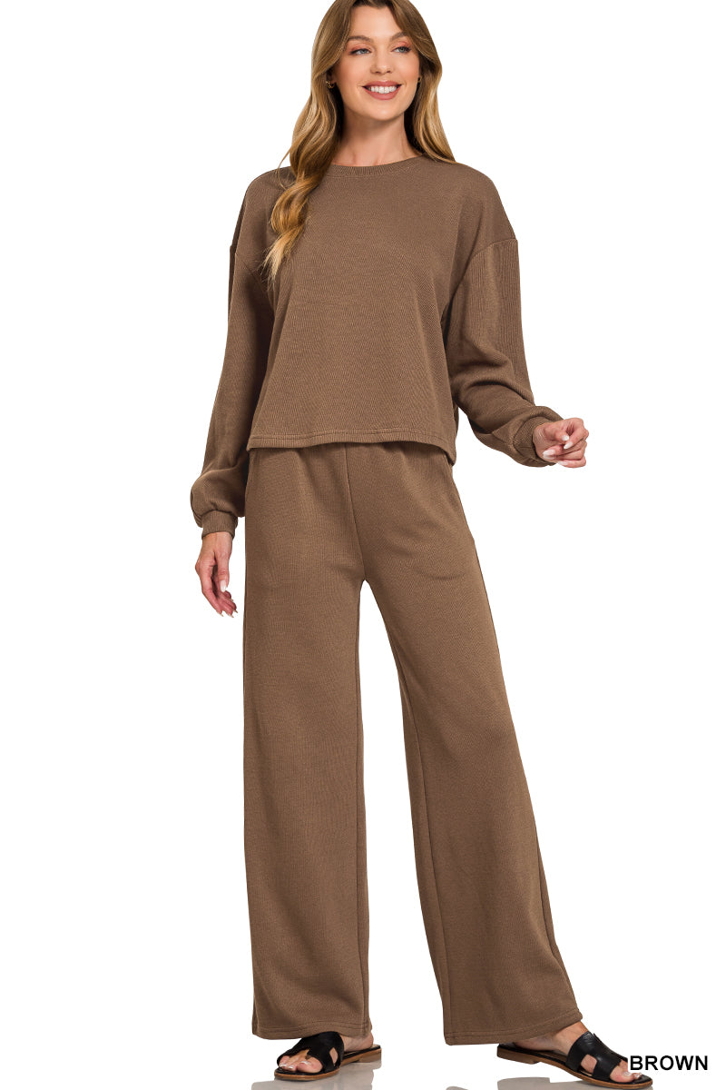 ZENANA SCUBA CREWNECK PULLOVER & PANTS SET