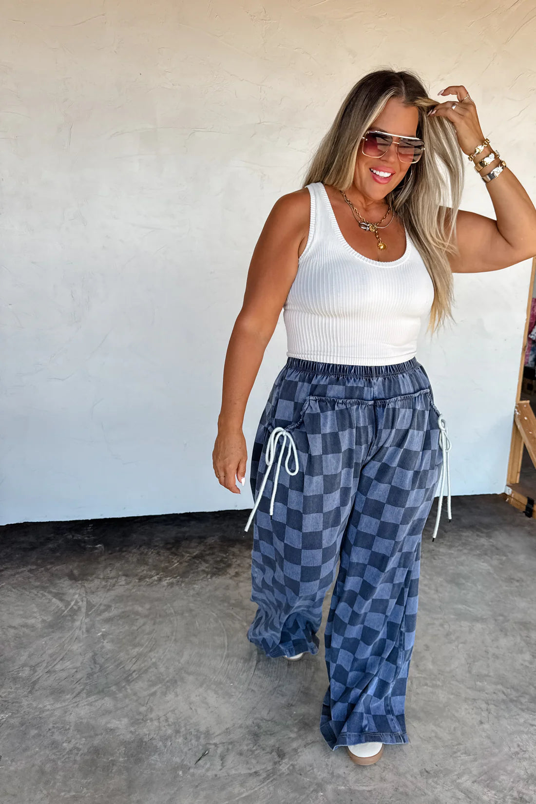 PREORDER- GO WITH THE FLOW CHECKER PANTS-ETA BEGINNING OF DEC