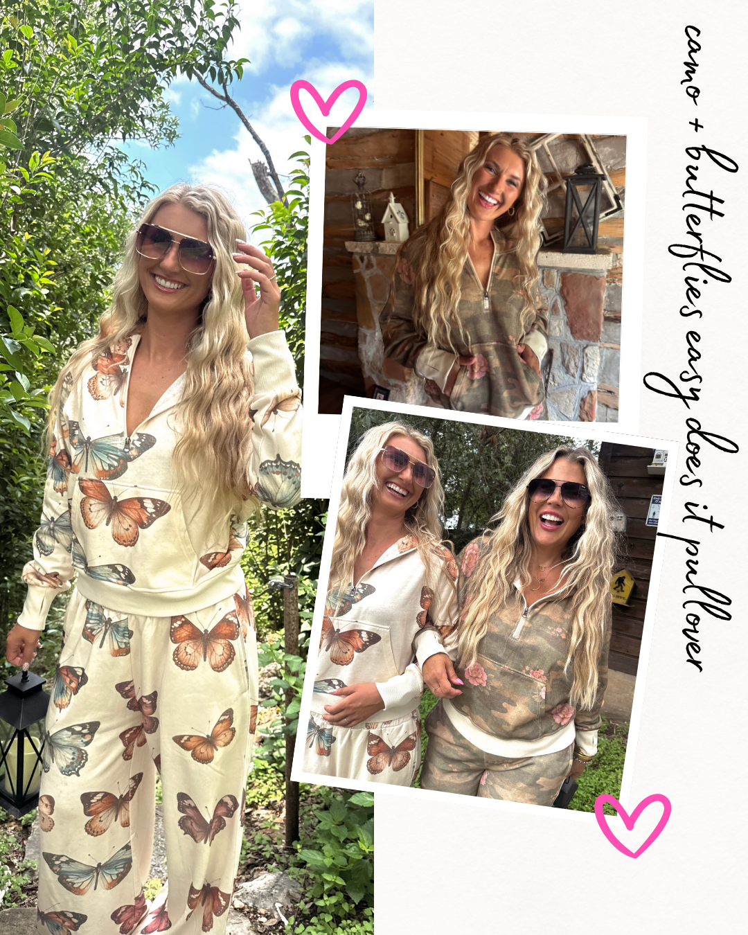 PREORDER- CAMO & BUTTERFLIES EASY DOES IT PULLOVER