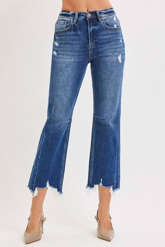 Risen High Rise Crop Straight Distressed Jeans-ETA 9/24