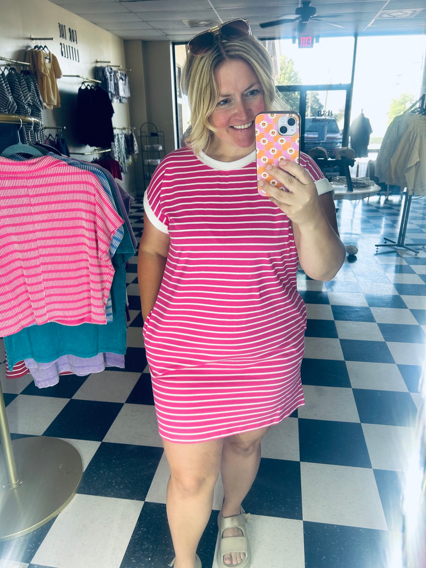 Zenana Striped Tshirt Dress