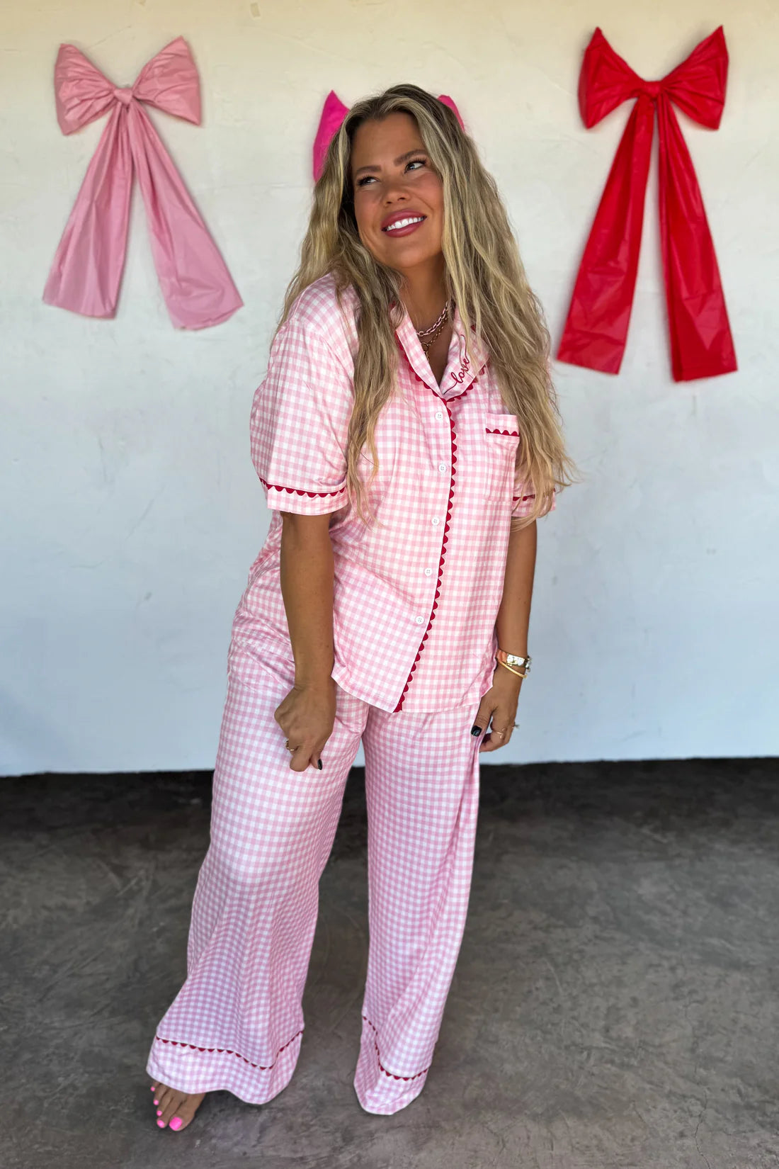 GINGHAM LOVE LUXE PJ SET-ETA BEGINNING OF JAN