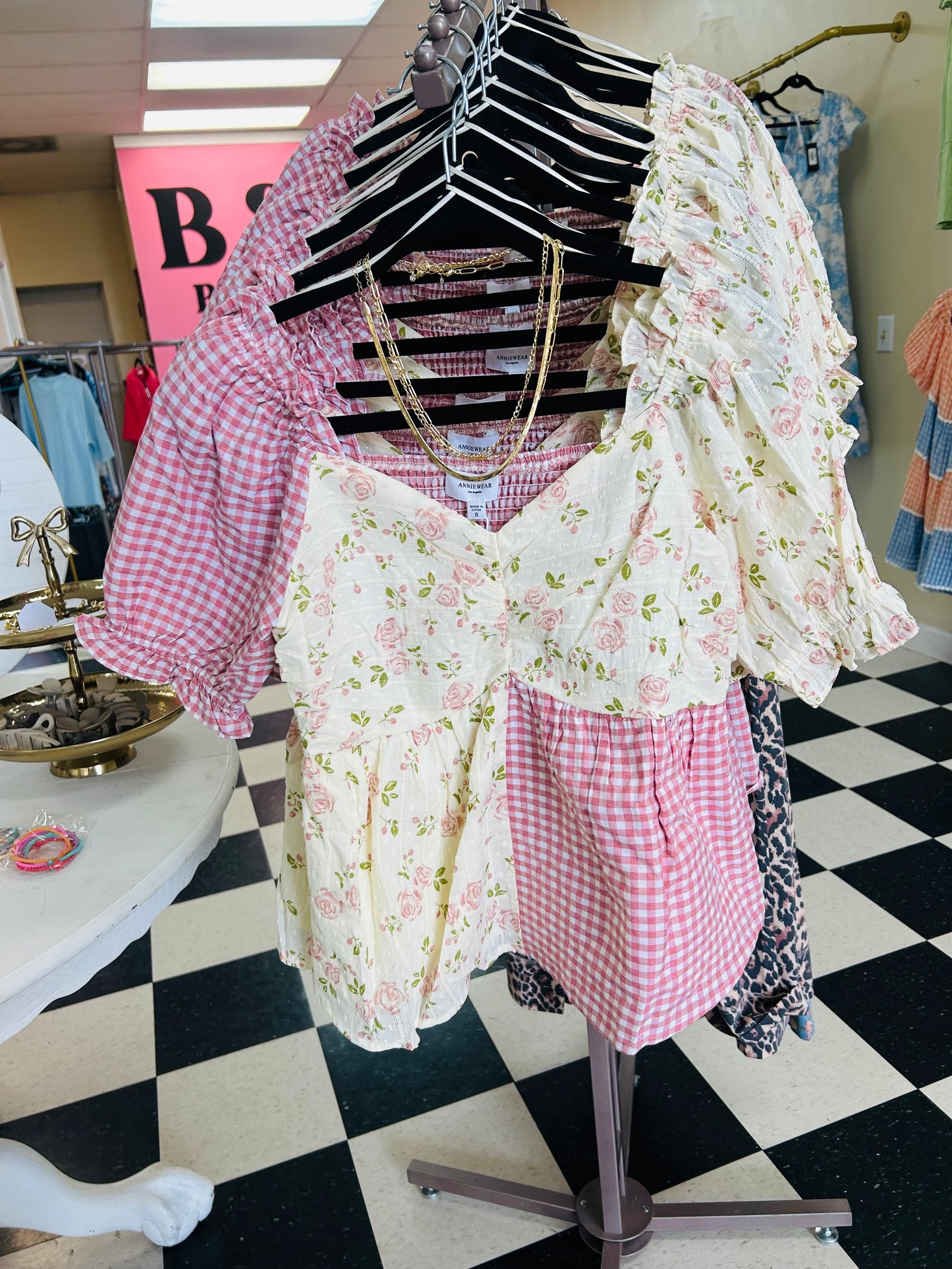 Pink Gingham Sweetheart Babydoll Top