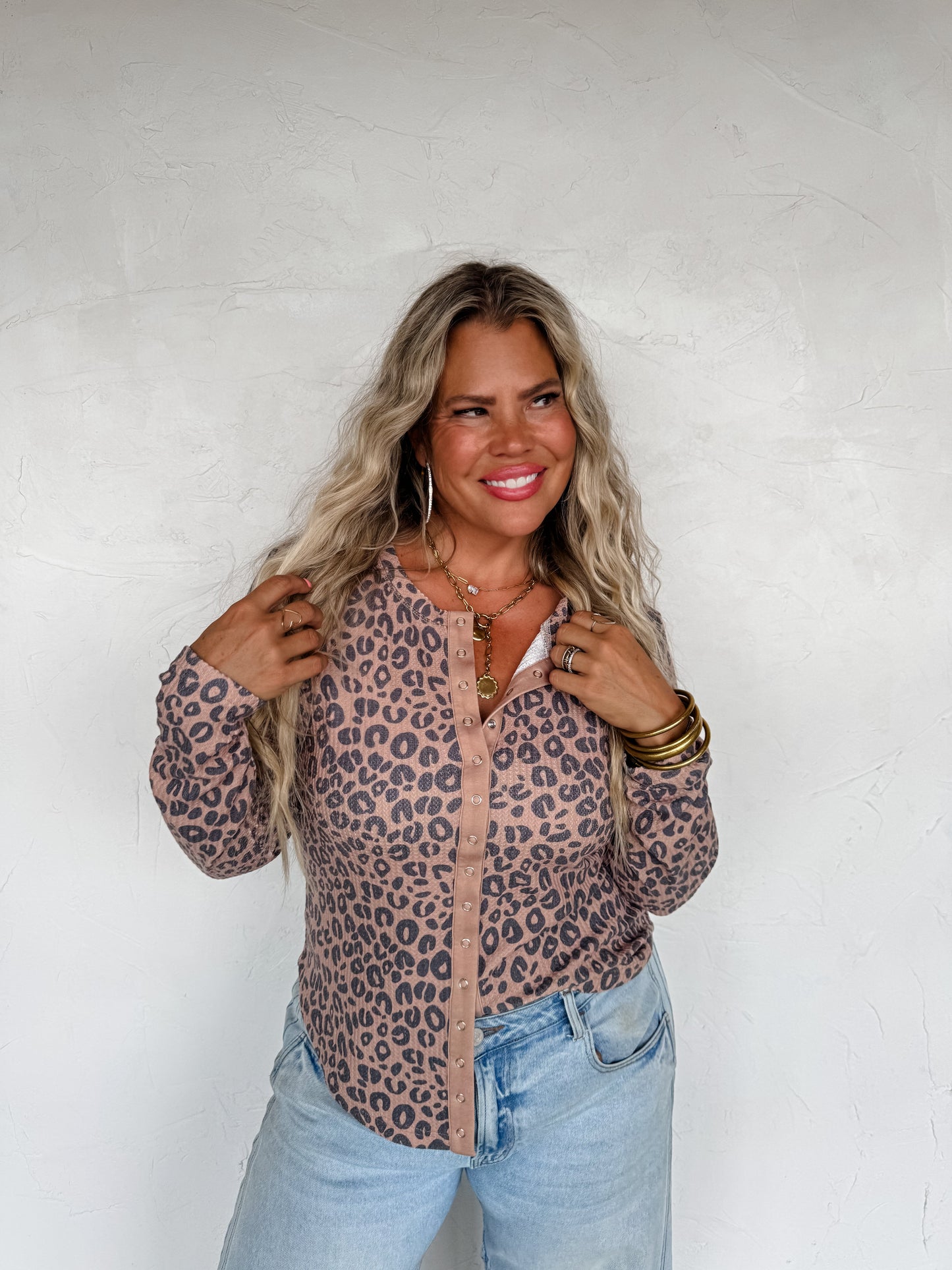 PREORDER - KORI SNAP BUTTON WAFFLE TOP-ETA MID DEC