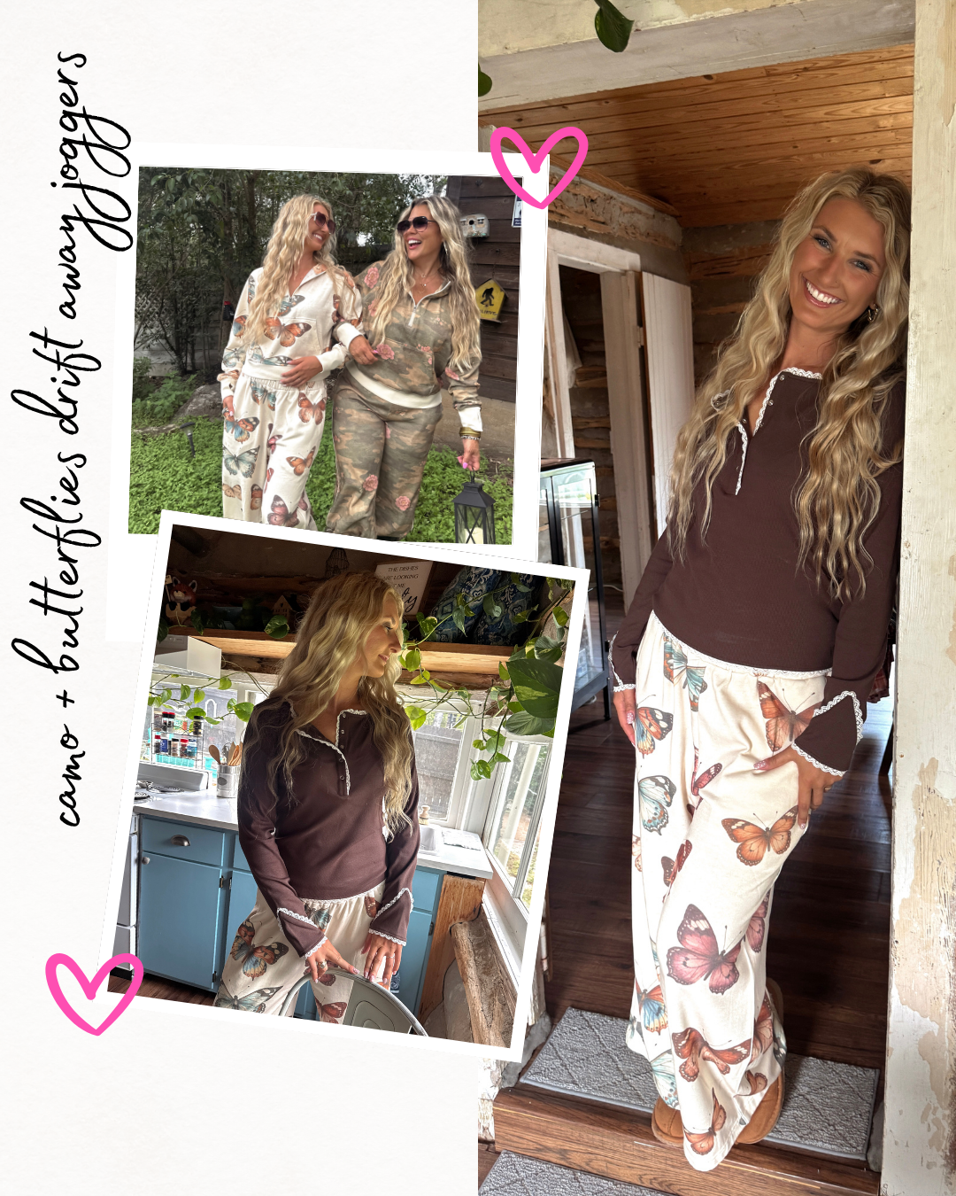PREORDER- CAMO & BUTTERFLIES DRIFT AWAY JOGGERS
