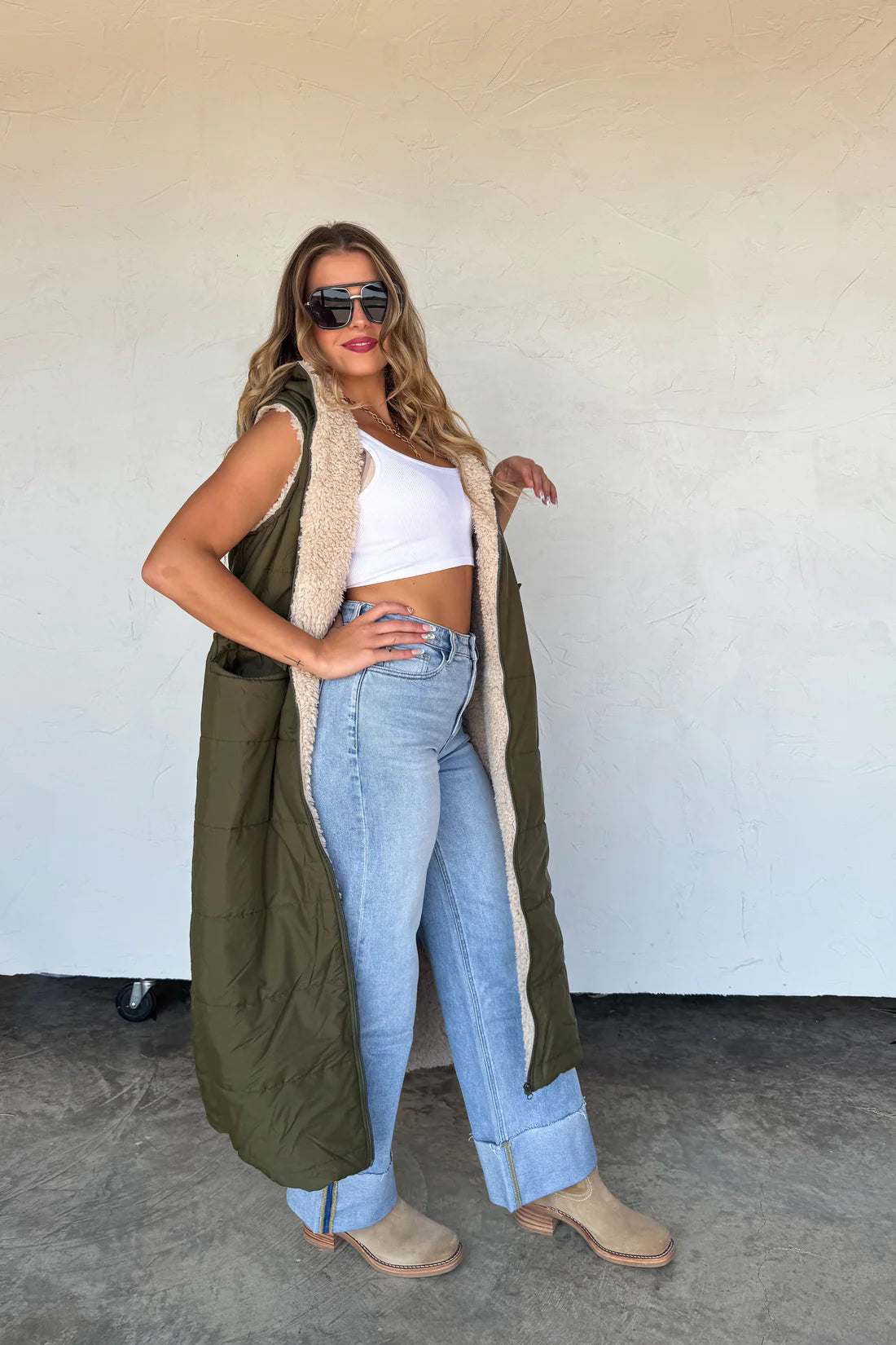 PREORDER- REVERSIBLE SHERPA PUFFER VEST-ETA WEEK OF 12/8