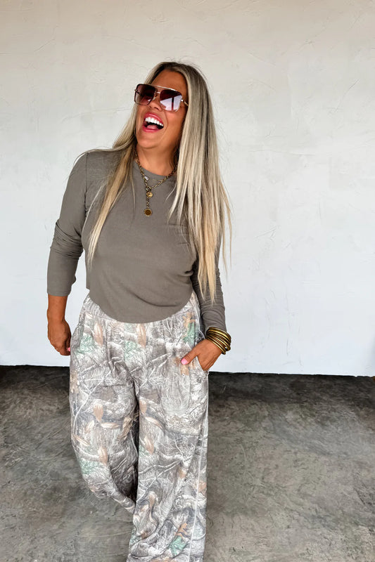 PREORDER- CAMO DRIFT AWAY WIDE LEG JOGGERS-ETA Mid August