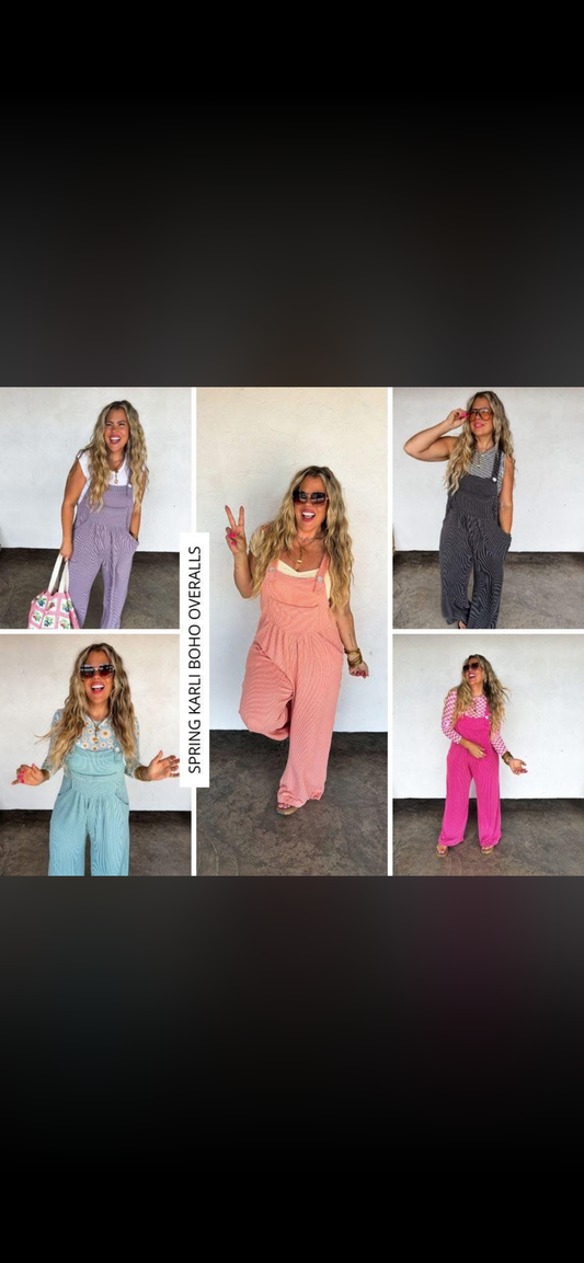 PREORDER- SPRING KARLI BOHO OVERALLS