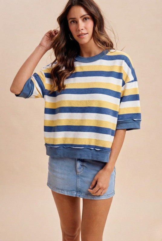 Butter/Denim Striped Top