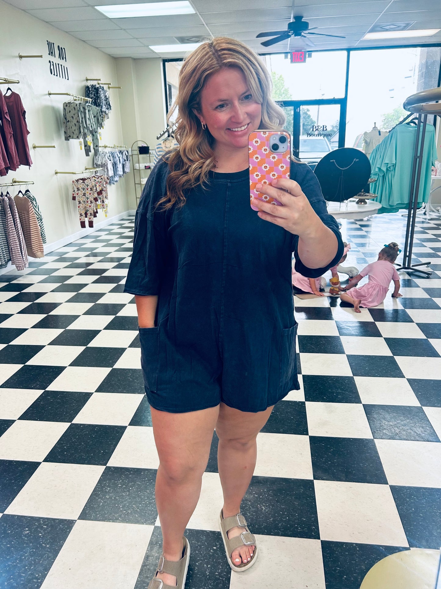 Reversible Vintage Wash Rompers with V-Back