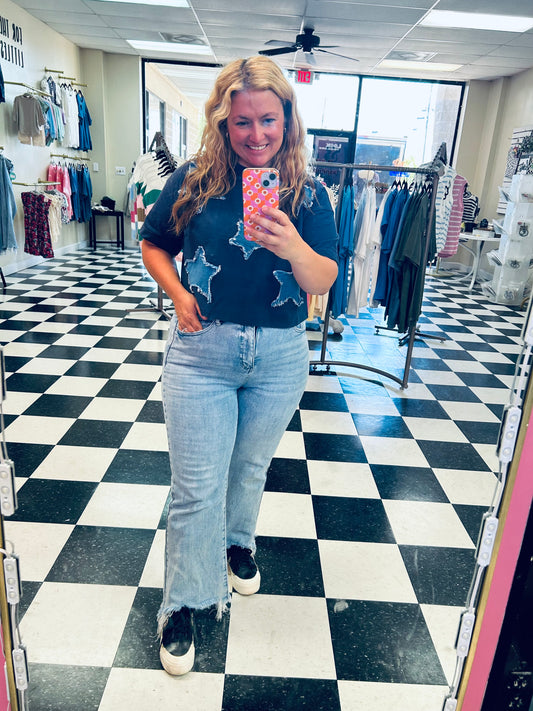 Cropped Star Patchwork Top