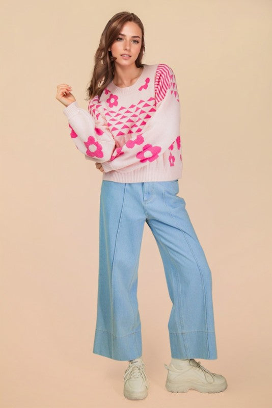 Pretty in Pink Floral Sweater