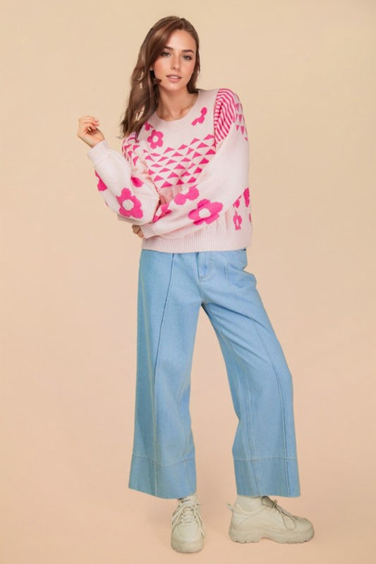 Pretty in Pink Floral Sweater