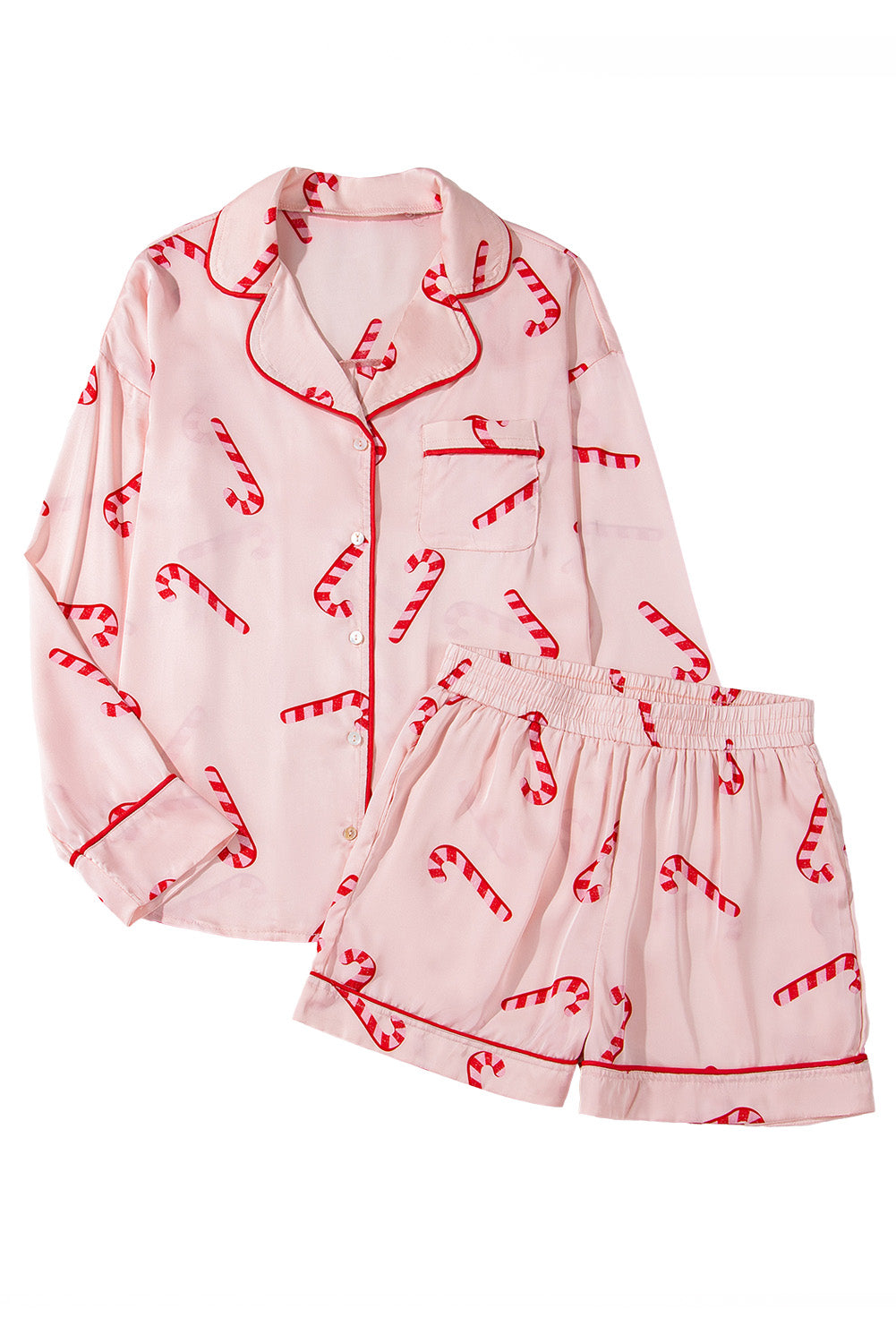 Candy Cane Print Christmas Pajama Set