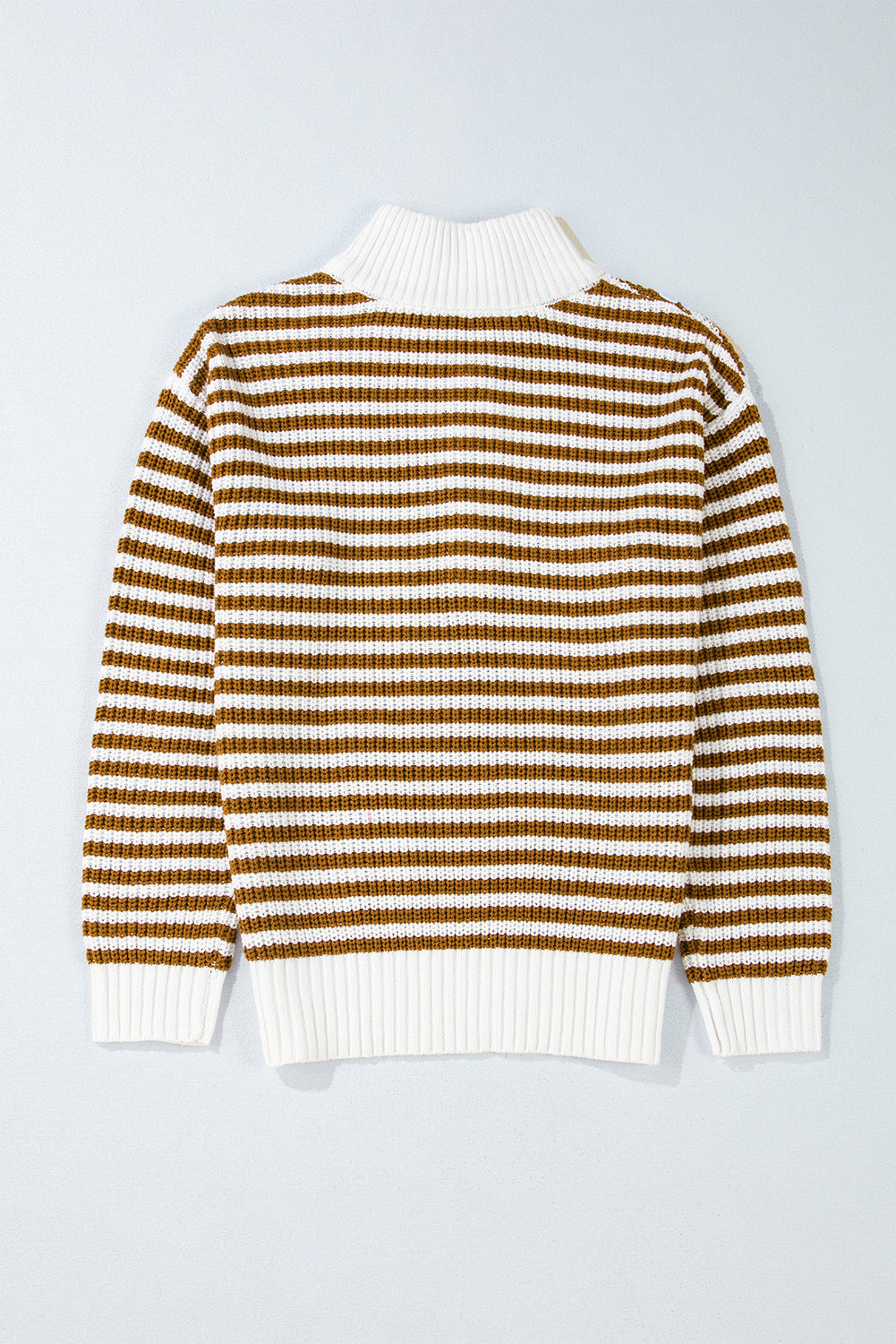 Striped Zip Up Collar Drop Sleeve Sweater