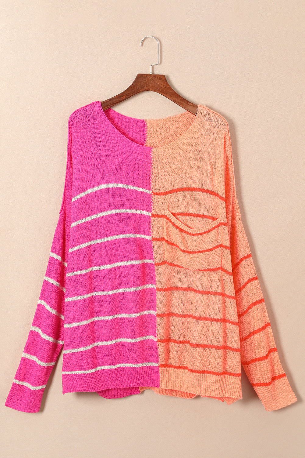 Yellow PColor Block Striped Knit Sweater