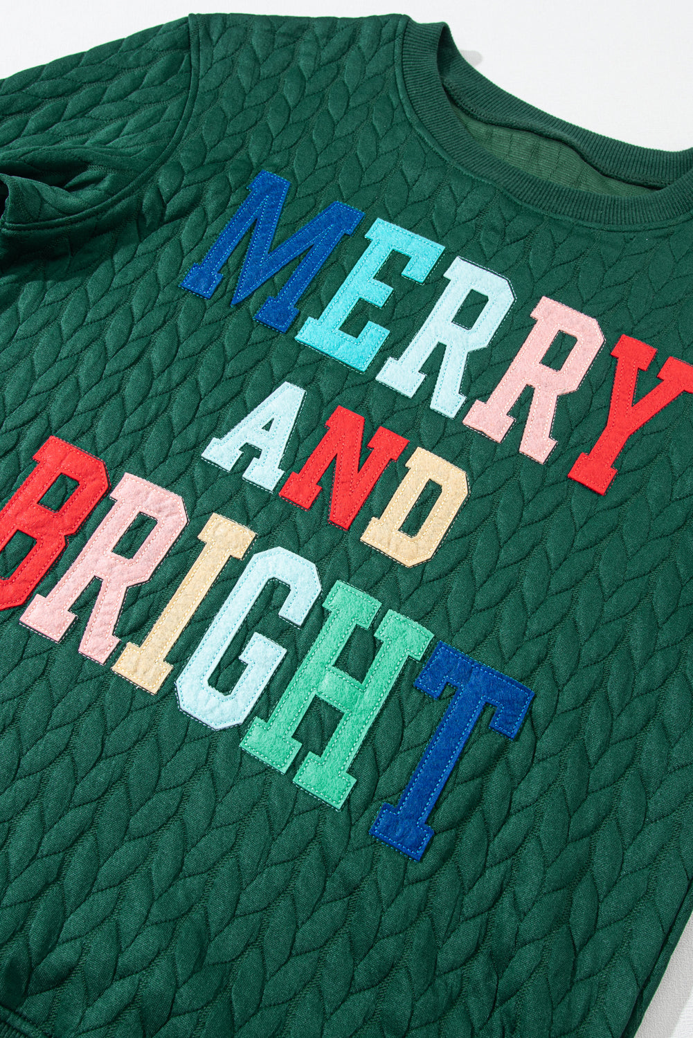 Blackish Green Merry And Bright Quilted Sweatshirt