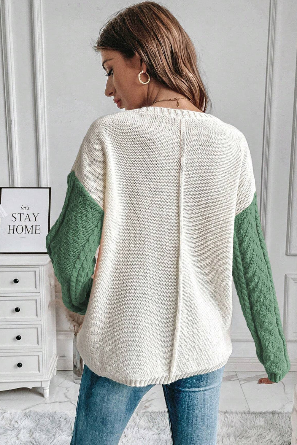 Colorblock Pocket Drop Shoulder Sweater