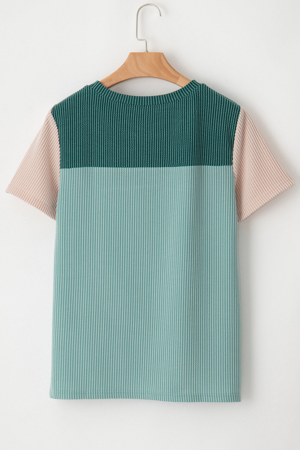 Ribbed Textured Colorblock T Shirt