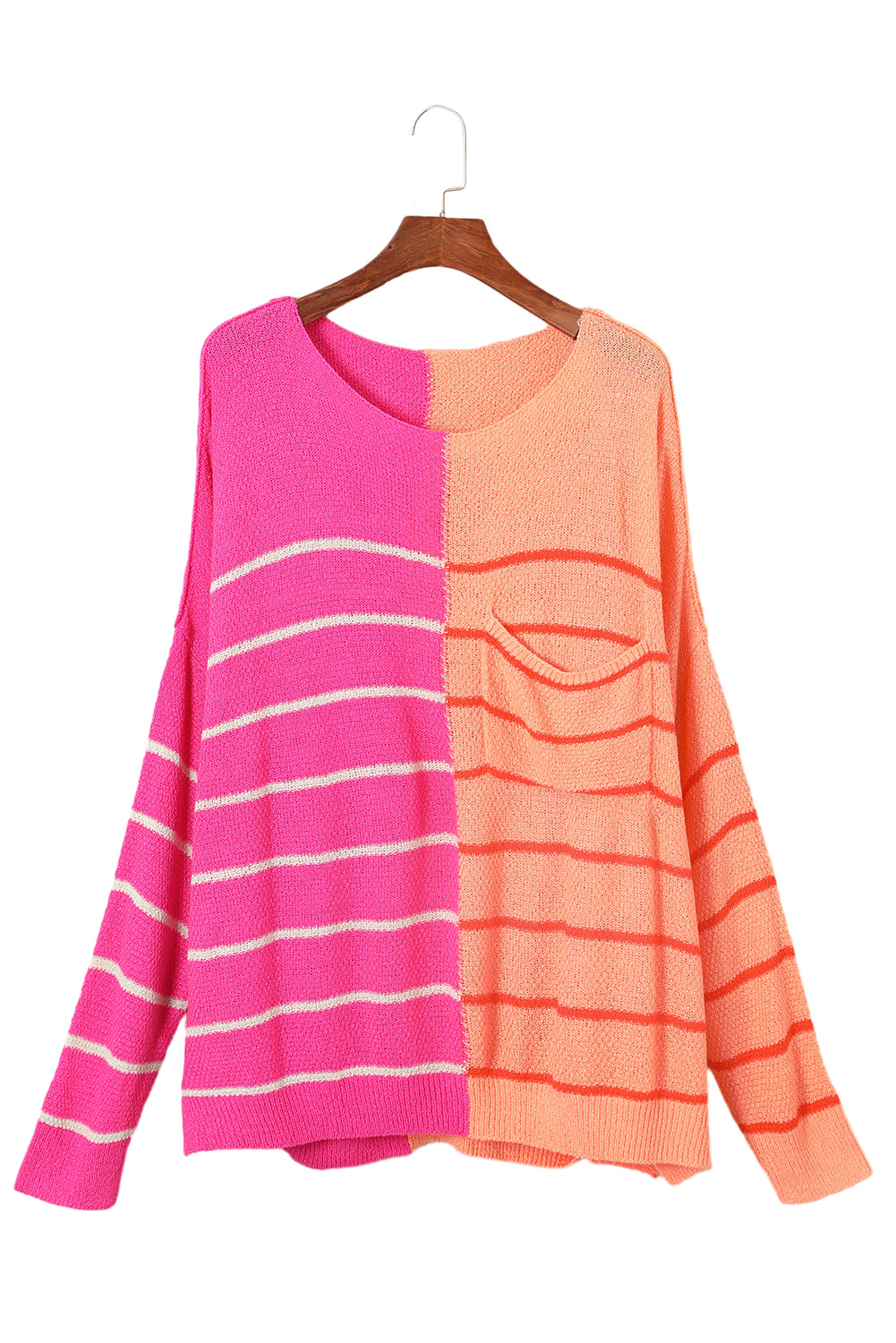 Yellow PColor Block Striped Knit Sweater