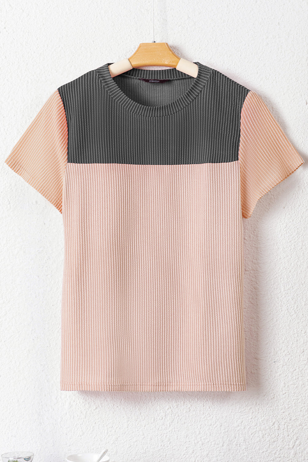 Ribbed Textured Colorblock T Shirt