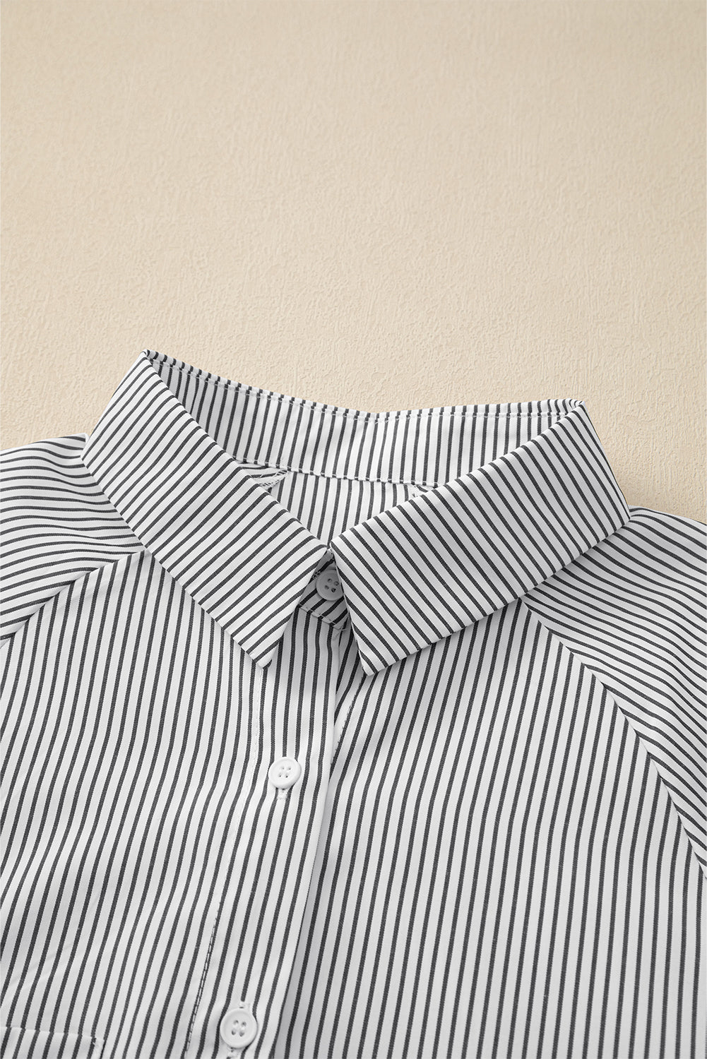 Striped Casual Shirred Cuffs Shirt