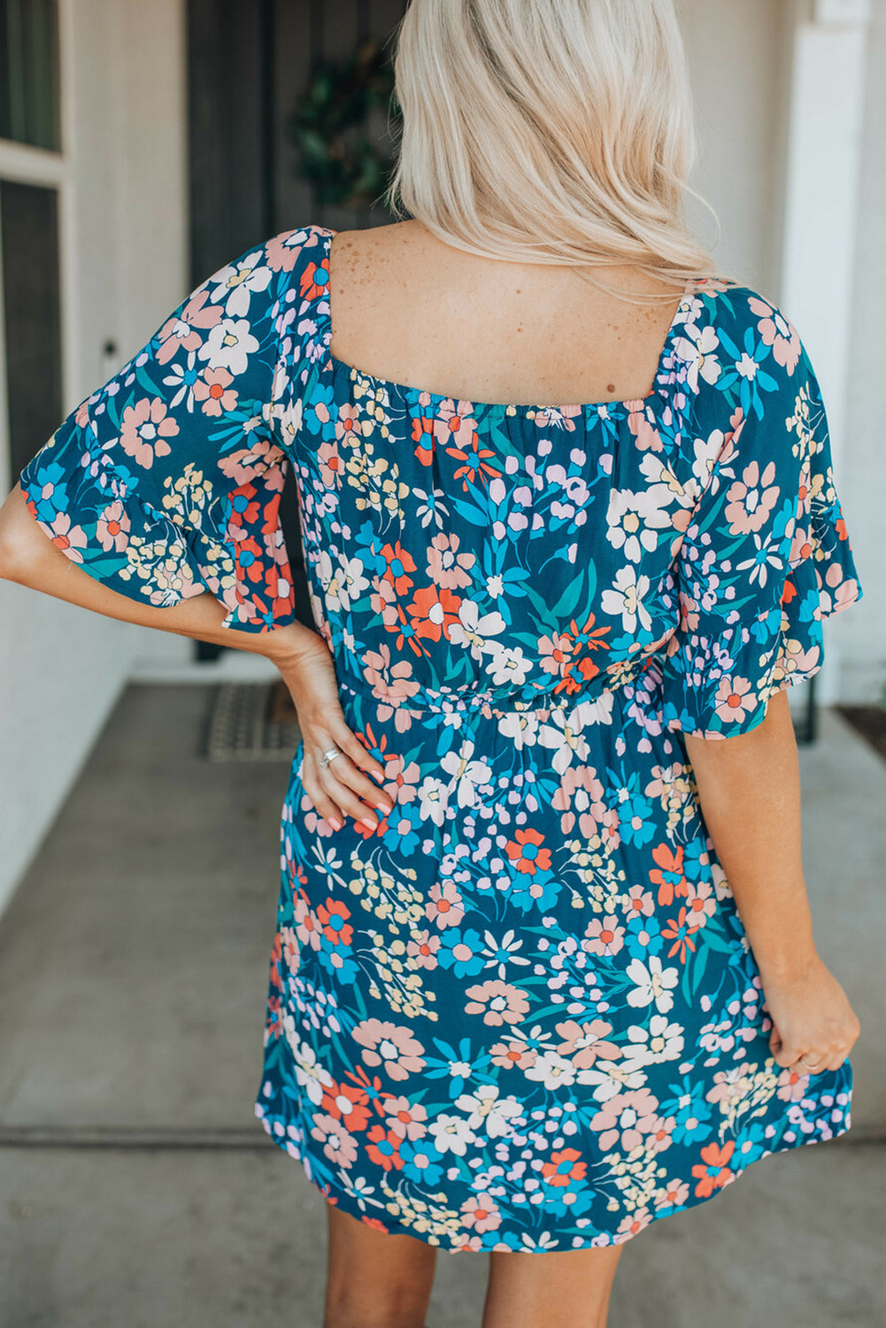 Bohemian Floral Print Off Shoulder Short Dress