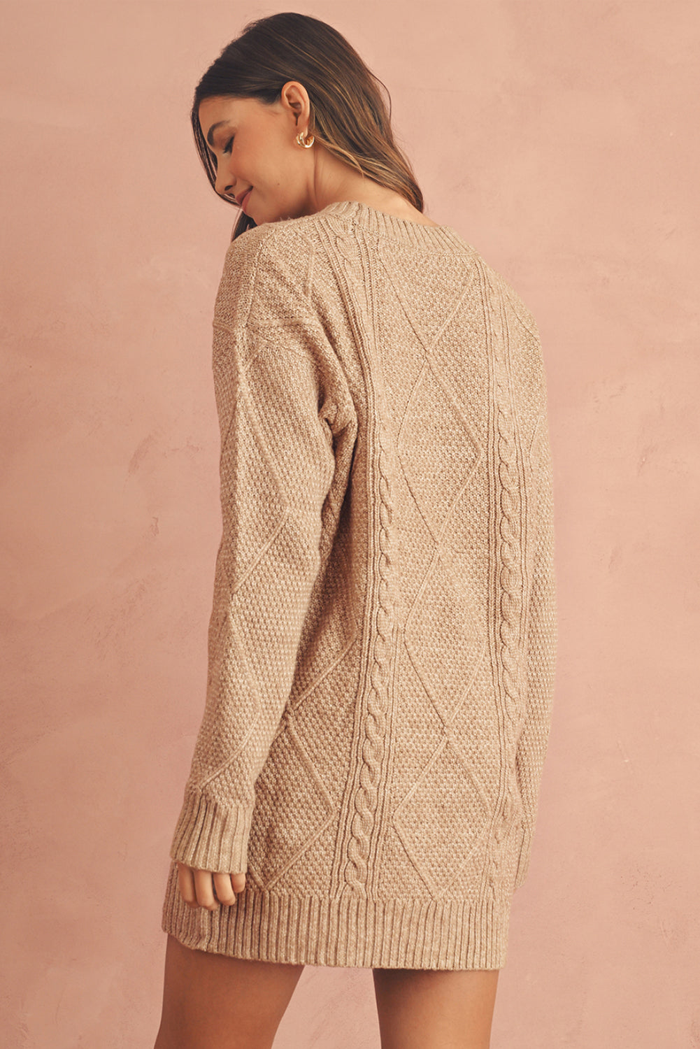 Knit Drop Shoulder Loose Fit Sweater Dress