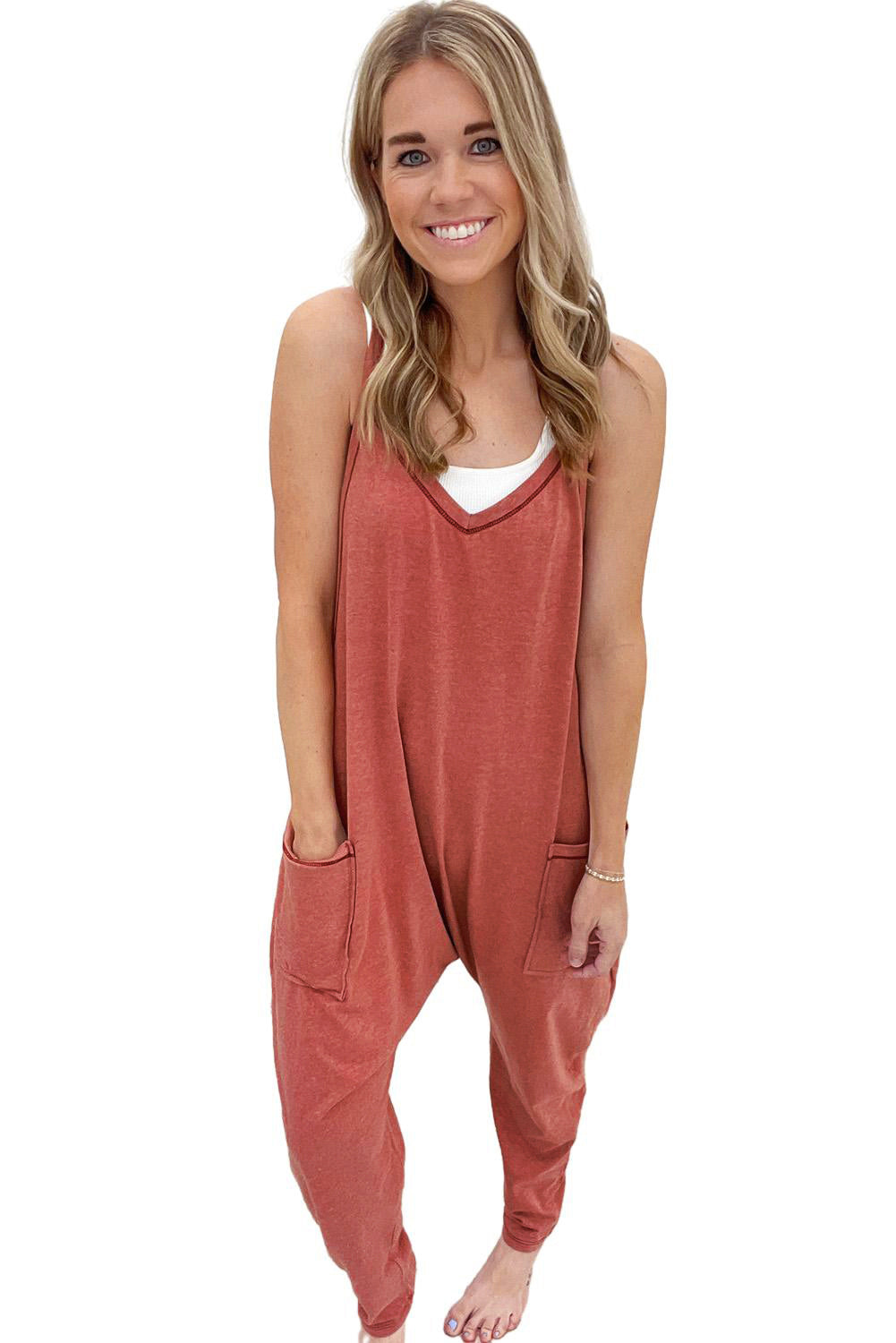 Solid Color Loose Fit Jumpsuit