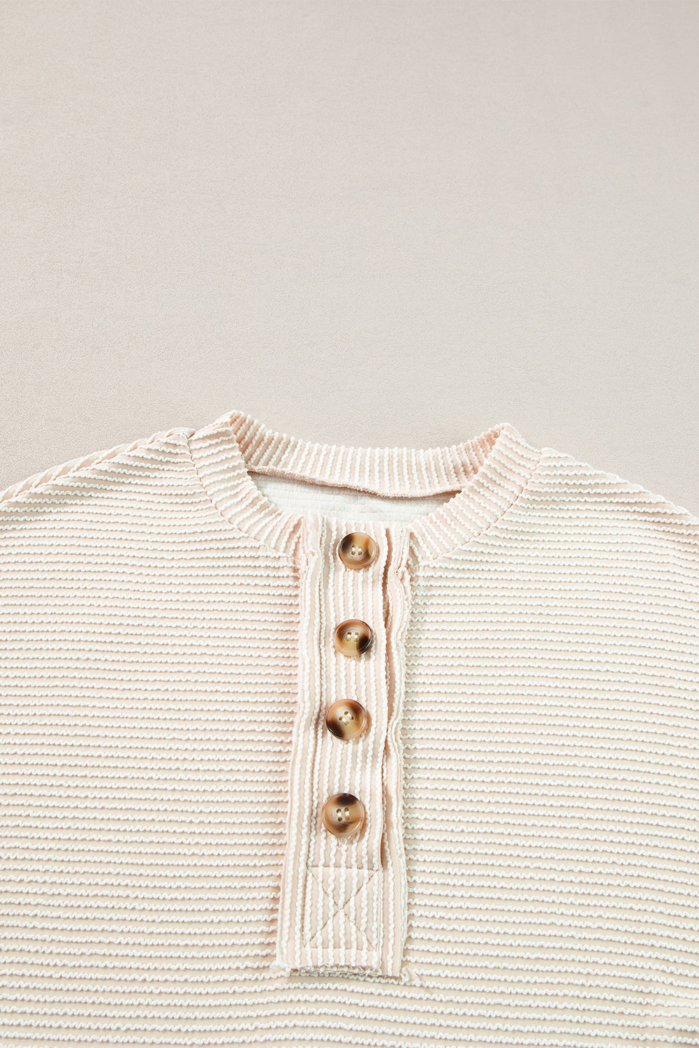 Apricot Textured Sleeve Henley Top