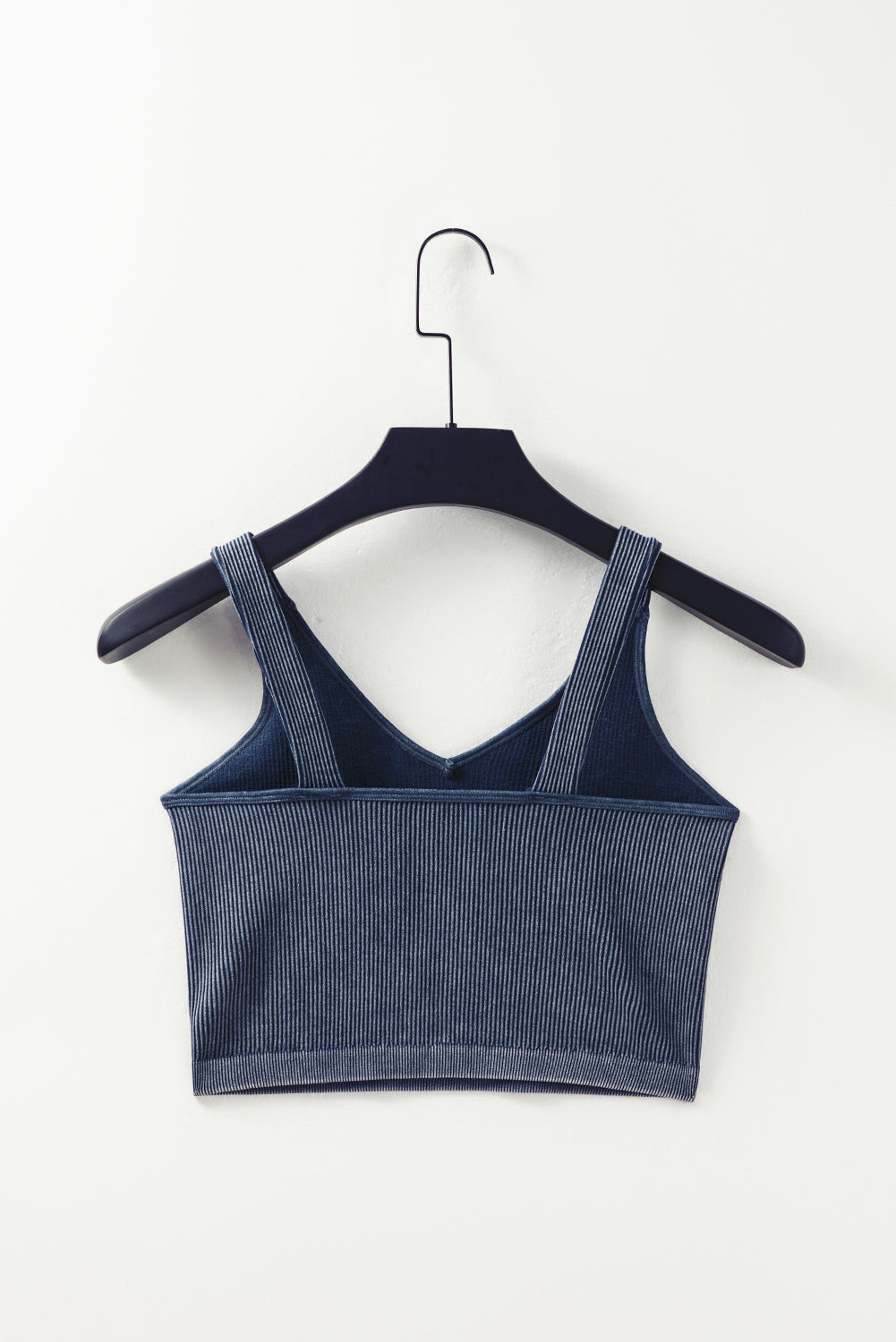 Carbon Grey Mineral Wash V Neck Ribbed Crop Top