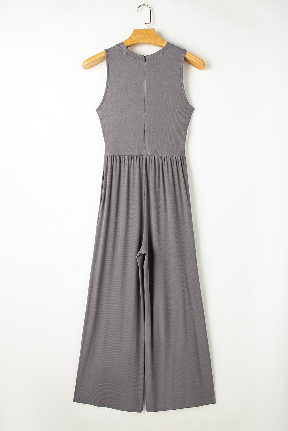 Medium Grey Sleeveless High Waist Wide Leg Jumpsuit