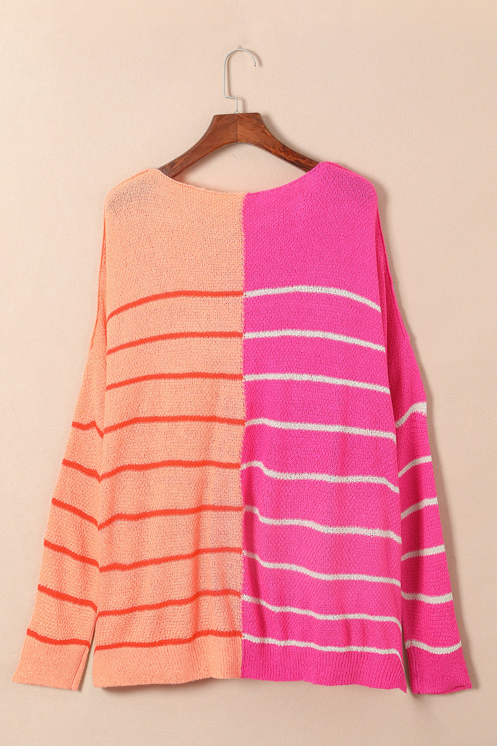 Yellow PColor Block Striped Knit Sweater