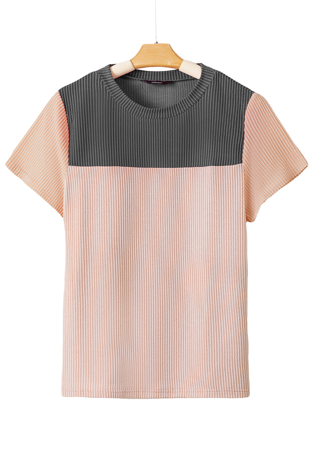 Ribbed Textured Colorblock T Shirt