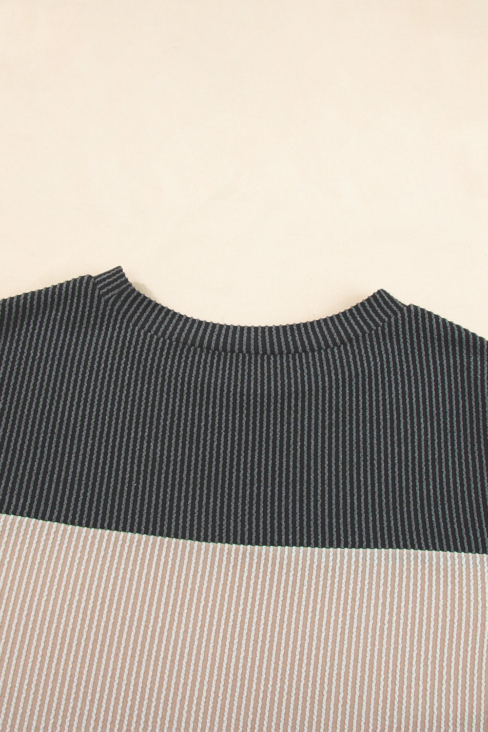 Ribbed Textured Colorblock T Shirt