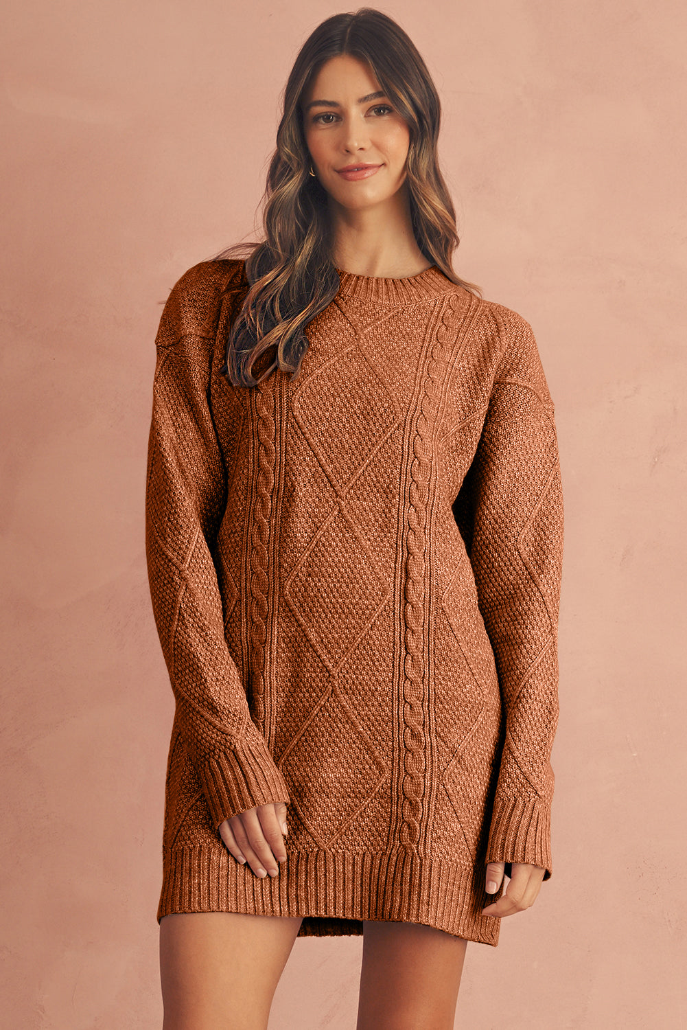 Knit Drop Shoulder Loose Fit Sweater Dress