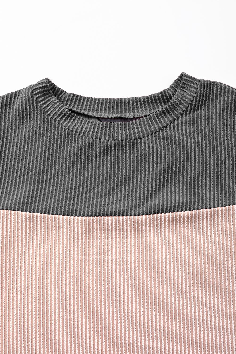 Ribbed Textured Colorblock T Shirt